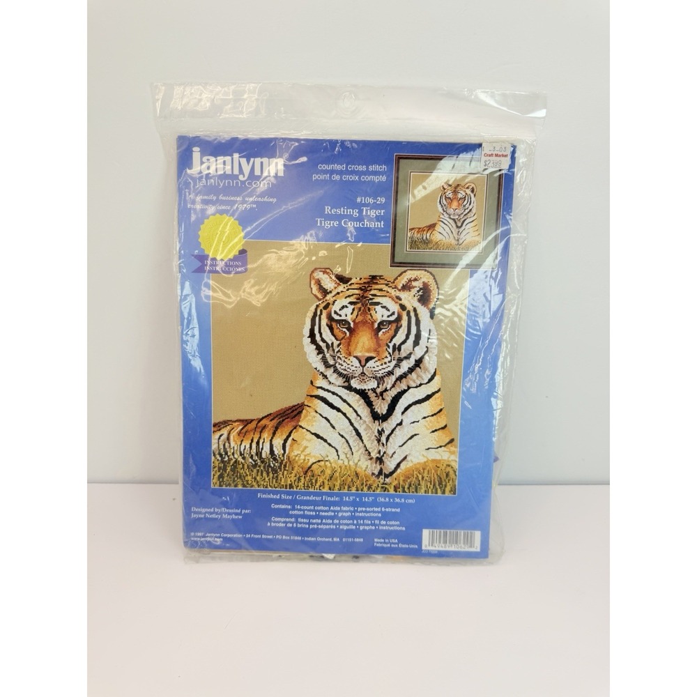 Janlynn Counted Cross Stitch Kit Resting Tiger 106-29 Jungle Safari Zoo Animal